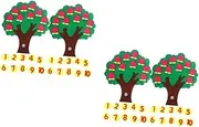 Tofficu 4 Sets Felt Number Apples Tree Apple Crafts Counting Apples Game Supply Tree Number DIY Felt Apples Tree Bulletin Board Tree Puzzle Rosy Felt Cloth