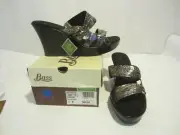BASS Moreen wedge cushion step sandals shoes Women 11 NWT $90 Champagne silver