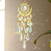 Crystal Sun Catcher, Crystal Prisms Hanging Crystals Rainbow Suncatcher, Window Hanging Wind Chime Style Garden Sun Catchers for Window Bedroom Courtyard Garden, lndoor-Outdoor Decor (1 Pcs)