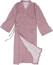 Bathrobe Men's Thin Bathrobe Pajamas Loose Casual and Comfortable Home Clothes Can Be Worn Outside Night Gown (C L)