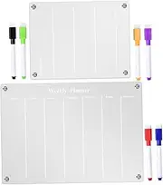 HOODANCOS Weekly Schedule Magnetic Dry Erase Board Acrylic Planner Fridge Board Reusable