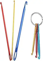 Zuoyou Crochet Hook Kit with Mini Keychain Crochet Hook, Aluminum Tunisian Afghan Crochet Knitting Needle with Eye