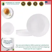 Elegant 6-Piece Round Plates Set - Dishwasher Safe Winter Frost White Dinnerware