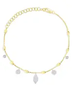 Meira T Two Tone Gold Pave Diamond Charm Bracelet, 0.16 tcw