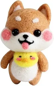 TEHAUX Needle Felting Set Plush Toy DIY Kit Kids Craft Kit Wool Felting Doll Japanese Cartoon Dog