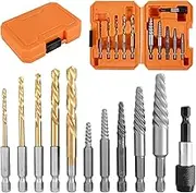 11Pcs Screw Extractor Set Carbon Steel Hex Shank Bolt Extractor Kit Portable Easy Out Screw Remover Tool Kit with Connecting Rod for Damaged Broken Frozen Rusted Screws