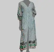 $550 Alice + Olivia Women's Blue Arlinda Button-Front Kimono Maxi Dress Size 4