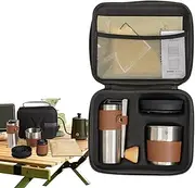 Camping Coffee Sets, Portable Coffee Kit, Multifunctional Bean Grinder Set, Compact Carrying Design, 8.66x7.2x4.92 Inches Ideal for Travel, Hiking, Outdoor Adventure