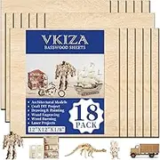 18 Pack Basswood Sheets 12"x12"x1/8" for Crafts, Unfinished Wood, Basswood Craft Wood Board Perfect for DIY Ornaments and Models Drawing Painting Engraving Wood Burning and Laser Cutting.