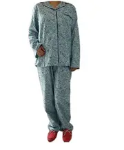 Ladies Blue Floral Cotton Flannelette PJS Pyjamas Set (Me)