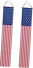 KAILIKETIY 1Pair Independence Day Outdoor Door Banner American Flag Decorative Door Curtain for Festive Home Garden Celebration for Front Porch and