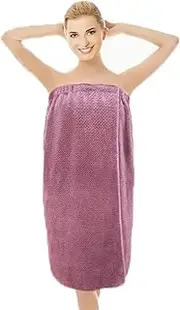 [XINCHIA] Women Strapless Coral Fleece Bathrobe Shower Spa Towel Wrap for Hotel Beach Spa Sauna -Soft, Absorbent, Adjustable and Elegant for Ultimate Comfort, Red, L