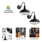 Gooseneck Outdoor Light Fixture 2 Pack, Barn Lights Outdoor Dusk to Dawn, Bla...