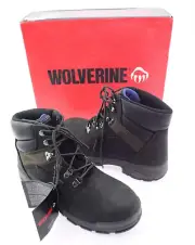 NIB - WOLVERINE Men's CABOR 6" W10327 Black LEATHER Comp-Toe WORK BOOTS - 9.5 EW