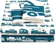 Camco Camping Queen Bed Sheets Set - 1 Fitted, 1 Flat Sheet, 2 Pillow Cases