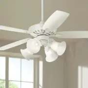 52" Rustic Indoor Ceiling Fan with LED Light Remote White Marbleized Living Room