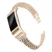 Suitable For Fitbit Charge2 Diamond-Studded Steel Belt Solid Chain Strap Rhinestone Steel Belt Butterfly-Encrusted Strap-VINTAGE GOLD