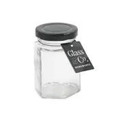 72PK Glass & Co Cleo Mini Hex Glass Jar Container Assorted Blck/Gld/Wht 100ml