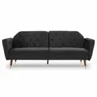Sarantino Faux Velvet Tufted Sofa Bed Couch Futon Black