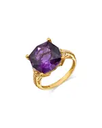 Bloomingdale's Fine Collection Cushion Shape Amethyst & Diamond Ring in 14K Yellow Gold