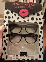 Betsey Johnson 3 Pack Square Reading Glasses +2.50 tortoise/black/clear readers