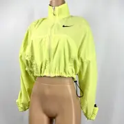 NIKE NWT $100 WOMENS SZ S CROPPED LIGHTWEIGHT TRACK JACKET WINDBREAKER LIMELIGHT
