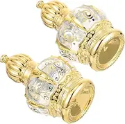 DEARMAMY 2pcs Golden Perfume Bottles 10ml - Refillable Essential Oil Bottles, Glass Water Bottle for Travel, Baptism, Church, Aromatherapy (Gold)