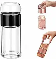 Infusifie Double Glass Tea Infuser Bottle - Tea and Water Separation Thermos Cup (350ml, Black)