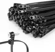 200 PCS 12 Inch Black Zip Ties with Screw Hole 75Lbs Mountable Head Cable Ties S
