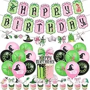Wicked Party Decoration Set with Banner, Cake Topper, Balloons, Cupcake Toppers