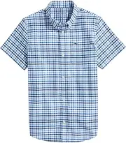 [vineyard vines] Boys Road Town Tattersall Perf Cotton Shirt