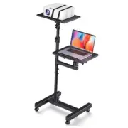 2 Shelves Projector Stand Tripod, Mobile Laptop Cart on Wheels Projector