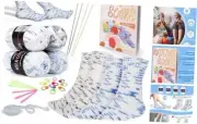 Beginners Knitting Kit for Socks, Knitting Kit for White Blue & White Gray