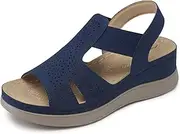 [SHIBEVER] Wedge Sandals Women Comfortable: Sandals for Women 2025 Dressy Summer Ankle Strap Open Toe Low Heel Platform Wedges Shoes