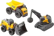 Dickie Toys 203722009 Volvo Micro Builders Site Digger Toy Set of 3, 2 Different Designs, Random Selection, Children, Construction Vehicles, Sandpit, Grey, Yellow