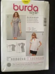 Burda Sewing Pattern 7361 Ladies / Misses Blouse & Dress Size 8-20 Uncut New