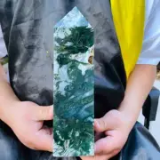 4.09LB Natural Water grass agate Obelisk Quartz Tower Crystal Wand Point Healing
