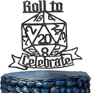D20 Dice DnD Birthday Cake Topper, DnD Theme Roll to Celebrate Cake Decor, Fantasy Role-Playing Theme Party Favor, TRPG Player Birthday Decoration Supplies