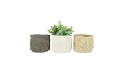 3x Willow & Silk Cement 12cm Macrame Indoor/Garden/Yard/Home Decor Pot/Planters
