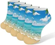 [LPSADGF] Hawaiian Beach Socks Low Cut Ankle Sock Athletic Running Low Cut Socks Thin Soft Ankle Socks Unisex, White, One Size Short, White, One Size Short