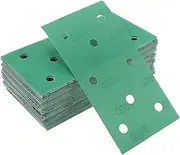 X AUTOHAUX Sandpaper Hook & Loop Sanding Sheets 7.09Inch x 3.74Inch Green 50 Pcs P800 Rectangular Flocking 8 Hole Efficient Grinding and Polishing