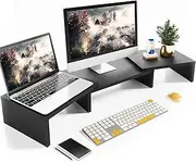 Dual Monitor Stand Riser, Large Monitor Stand for Desk, Monitor Riser with Storage for Home Office, Monitor Stands for 2 Monitors, Desktop Organizer Stand for Computer,Laptop