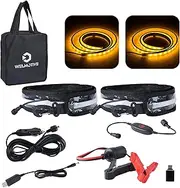 Welmotive 2 Sets 12V 4FT Led Light Strip White & Amber Dimmable Camping Awning Light with Amber Outdoor Mosquito Repellent Light Strip, RV Accessories Waterproof IP67 Multi-Functional Use for Car Tent