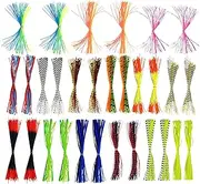 Jig Skirts Kit,Silicone Skirt Change Baits - 30 Strands Lures Jig for Bass Trout Catfish Ice River Lake Pond Fishing Boat Shore Flyfishing