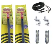 NEW 2 FIRESTIK 2 KW3 B 3FT BLACK CB ANTENNAS, 18FT DUAL COAX, MOUNTS & SPRINGS