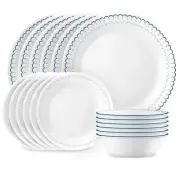 Corelle Caspian Lace 18 piece Vitrelle Dinnerware Set Service for 6 2DAY SHIP