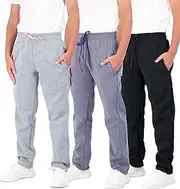 Real Essentials 3 Pack: Boys' Tech Fleece Open Bottom Sweatpants with Pockets