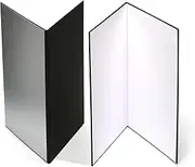 (2 PCS) Light Reflector 3 in 1 Photography Reflector Cardboard,A3 (17x12 Inch) Size Folding Light Diffuser Board for Still Life, Product and Food Photo Shooting - Black, Silver and White, 2 Pack