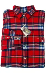 Polo Ralph Lauren Flannel Workshirt BIG & TALL Men's Red Plaid SHIRT 3XB