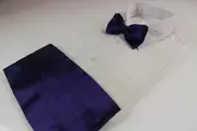 Mens Dark Purple Cummerbund & Matching Plain Bow Tie Set